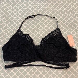 Mentionables Black Lace Wrap Bralette 2X NWT